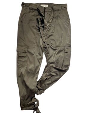 Joie Green Satin Erlette Cargo Ankle Strap Pants Size 6